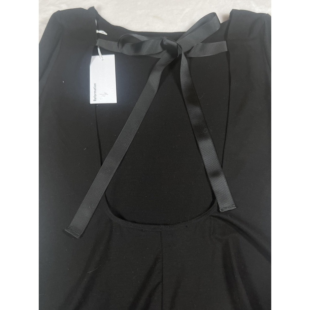 Reformation Avant Dress Womens Large Black Cut Out‎ Bow Long Sleeve Bodycon Mini - Picture 7 of 11